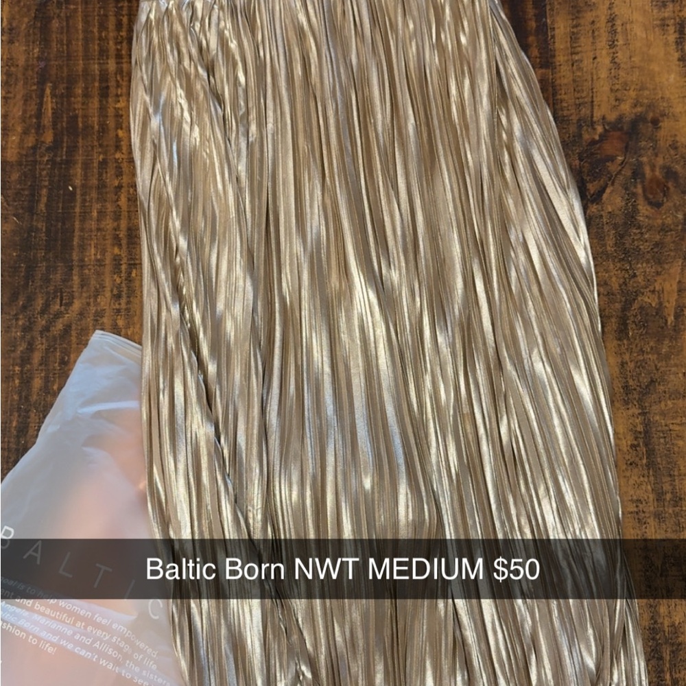 Baltic Born Shiny Gold Pleated Skirt
